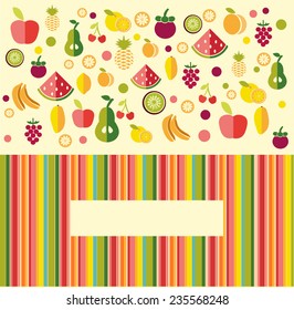 Fruits background stylish fruits in flat style