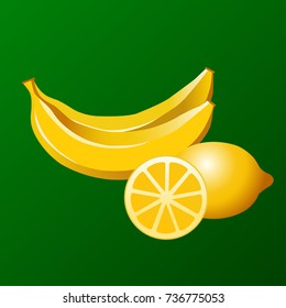 Fruits banana lemon in the vector of ENS 10