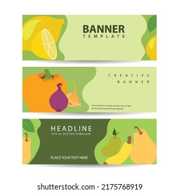 Fruits banners. Colorful fruit design summer healthy fresh organic vegan
