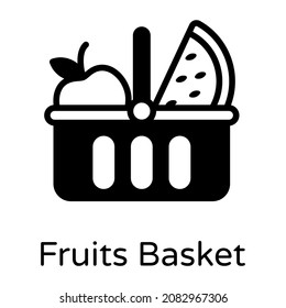 Fruits basket icon in modern style 