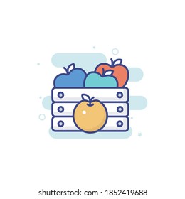 Icono vectorial de estilo de ilustración de cesta de frutas.