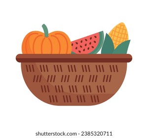 vector de ilustración de cesta de frutos aislados