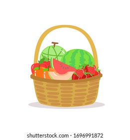 fruits in basket on white background vector