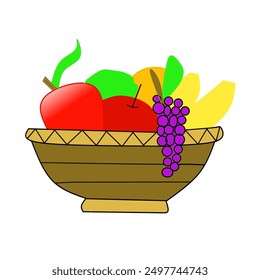 Fruits basket on white background template