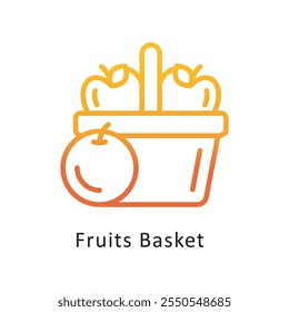 Fruits Basket Vector Gradient Circle Outline Icon. Eps 10 file