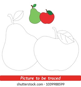 Fruits Beautiful. Dot to Dot Educational Game for Kids.