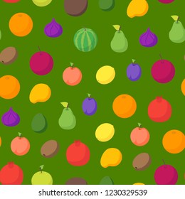 Fruits and Berries 3d Seamless Pattern Background Isometric View Raw Ripe Fruit. Vector illustration of Icon