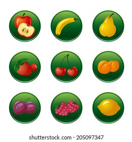 fruits and berries button set