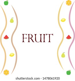 Fruits and berries. Colorful cartoon fruit icons: orange, pear, apple, lemon, watermelon. Vector background.