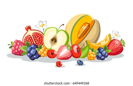 fruits berries composition lie down melon horizontal harvest
