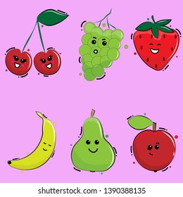 fruits and berries with emotions