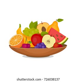 Fruits and berries. Healthy food. Flat style, vector illustration.