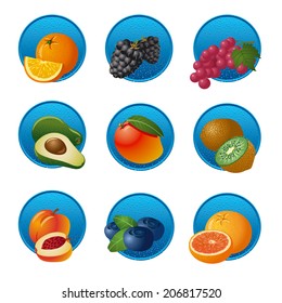 fruits and berries icon set