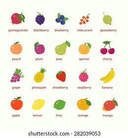 Fruits and berries icon set