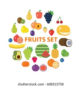 Fruits and berries icon set.