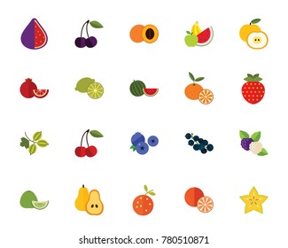 Fruits and berries icon set