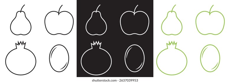 Fruits, berries icon . Vector for websites, mobile interfaces, presentations, banner, visual branding etc. Vector illustration. isolated on white and black background. EPS 10