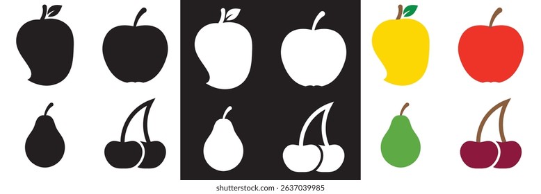 Fruits, berries icon . Vector for websites, mobile interfaces, presentations, banner, visual branding etc. Vector illustration. isolated on white and black background. EPS 10