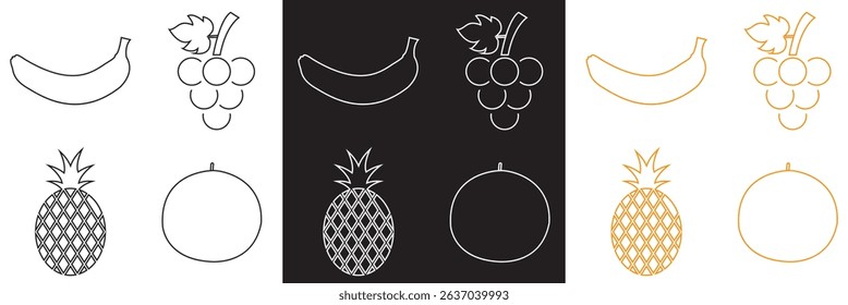 Fruits, berries icon . Vector for websites, mobile interfaces, presentations, banner, visual branding etc. Vector illustration. isolated on white and black background. EPS 10