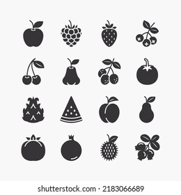 iconos de frutas y bayas. sobre un fondo blanco. Icono de vector