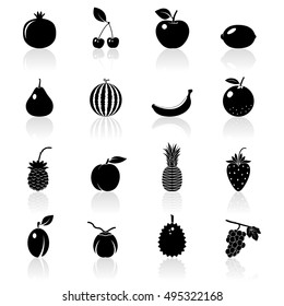 Fruits and berries - icons set. Vector EPS10 illustration.
