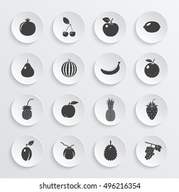 Fruits and berries - icons set. Vector EPS10 illustration.
