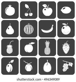 Fruits and berries - icons set. Vector EPS8 illustration.