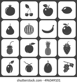 Fruits and berries - icons set. Vector EPS8 illustration.