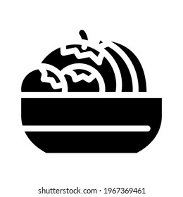 fruits and berries in plate buffet glyph icon vector. fruits and berries in plate buffet sign. isolated contour symbol black illustration
