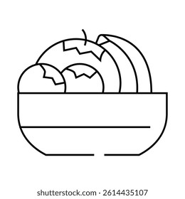 fruits and berries in plate buffet line icon vector. fruits and berries in plate buffet sign. isolated contour symbol black illustration
