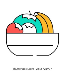 fruits and berries in plate buffet line icon vector. fruits and berries in plate buffet sign. isolated symbol illustration