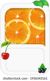 Fruits and berries rectangle flyer banner card template for design. Vector illustration