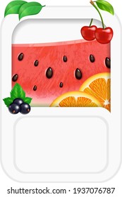 Rechteckige Fahne für Frucht und Beeren, Vorlage für Design. Vektorgrafik