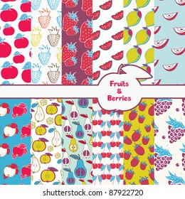 Fruits and berries seamless backgrounds