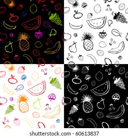 Fruits and berries sketch, seamless background for your design