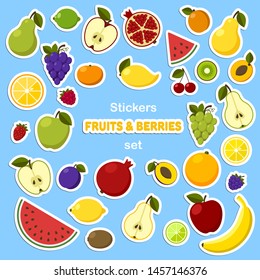 Fruits and berries stickers big set 