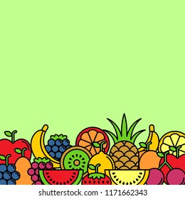 Fruits and berries vector background. Fruits and berries flat vector icons