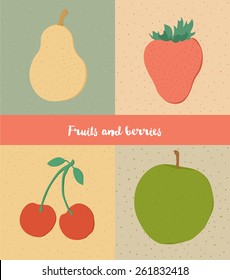 Fruits and berries vector illustration