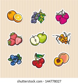 fruits and berry icons set