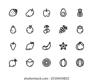 Fruits Black Outline Icon. Food and Drink Icon Theme.