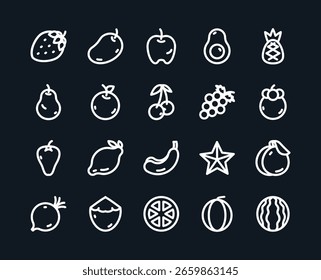 Schwarz-Weiß-Symbol für Früchte
