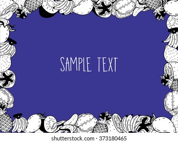 Fruits border vector blue color