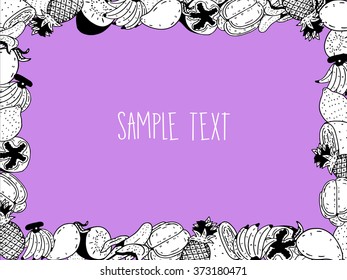 Fruits border vector purple color