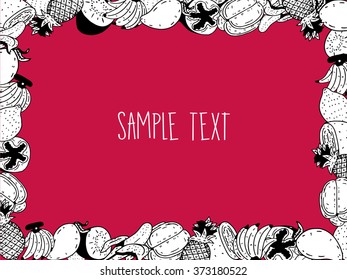 Fruits border vector red color