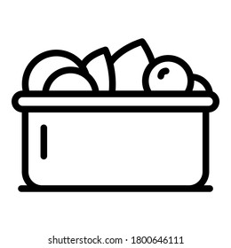 Fruits bowl icon. Outline fruits bowl vector icon for web design isolated on white background