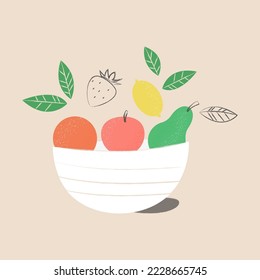 Fruits in a bowl. Vector illustration .