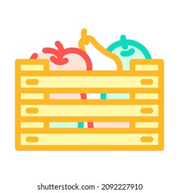 fruits in box color icon vector. fruits in box sign. isolated symbol illustration