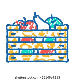 fruits in box doodle icon sketch vector. fruits in box sign. isolated symbol illustration