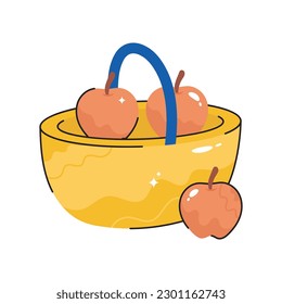 Fruits bucket doodle filled outline vector icon. EPS 10 file