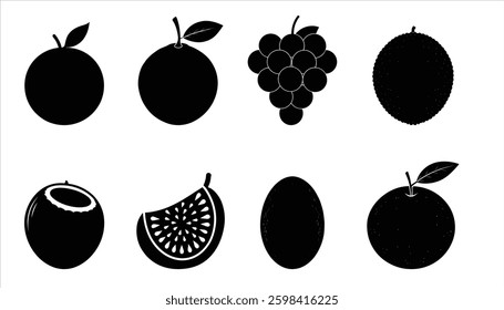 Fruits Bundle silhouette on white background design.